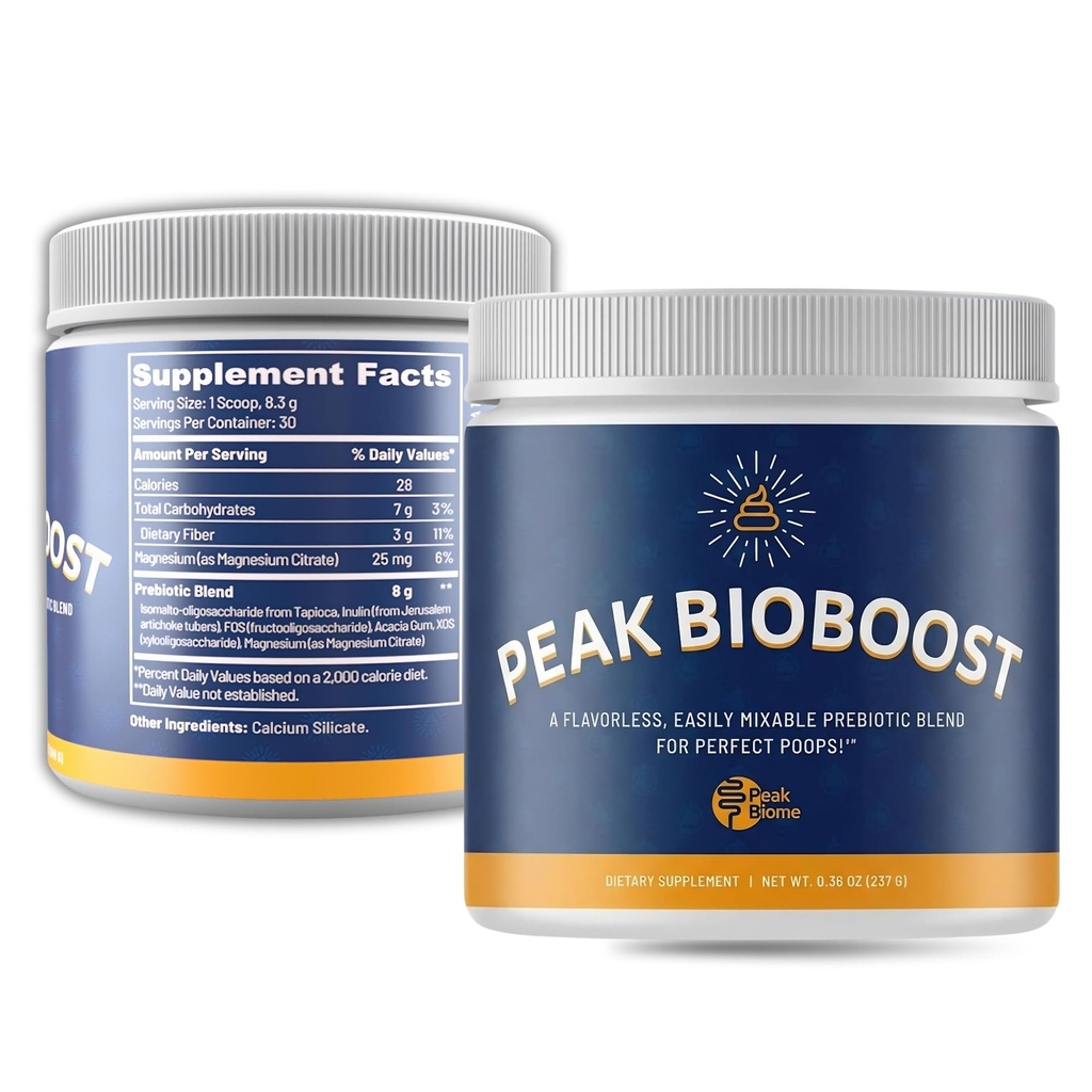 Peak BioBoost - Prebiotic Fiber Supplement - 맛없는 소화 영양 보충제 - Prebiotic Powder를 용해하기 쉬운 - 글루텐, 콩 또는 낙농 없음 - 1 개월 공급 - 30 서빙