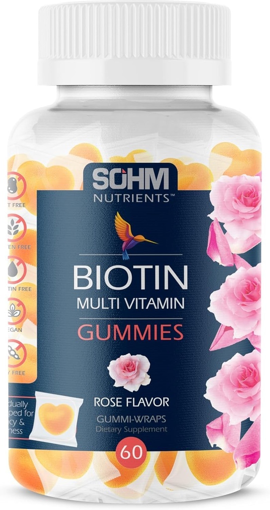 SOHM Biotin Gummies, 건강한 머리, 피부 및 못을 위한 Biotin Gummies - 성인을 위한 Multivitamin Gummies, 남자, 여자를 위한 공급