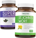 산화 방지제 & St. John 's Wort (2 개월 공급) Serenity Antioxidant Blend - Super Antioxidants - 강력한 Super Food Daily Blend (120 모자) & St. John 's Wort - 강력한 9000mcg 추출물 (120 모자)
