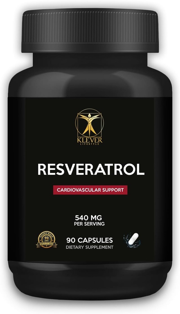 Klever 라이프 스타일 | Resveratrol Antioxidant Supplement | Immune Function, Longevity, Healthy Aging | 90 캡슐 | 540mg