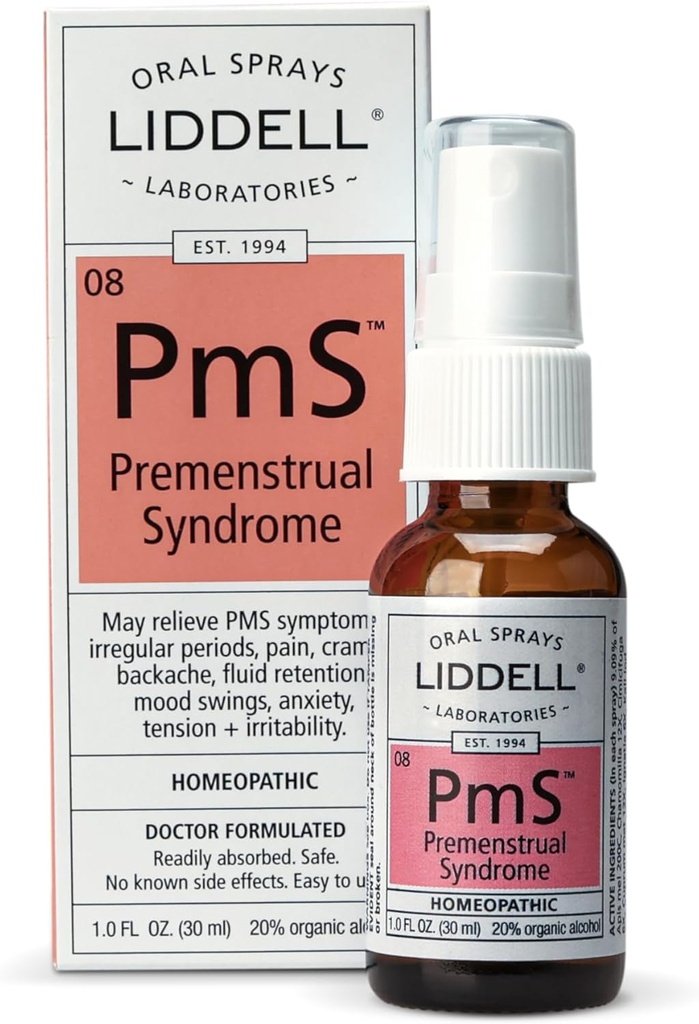 Liddell PMS - 자연적인 Homeopathic 구두 살포 - 기간 근육 불편, 무드 그네 및 뒤 불편과 관련된 문제점을 가진 도움 - 1.0 fl. Oz