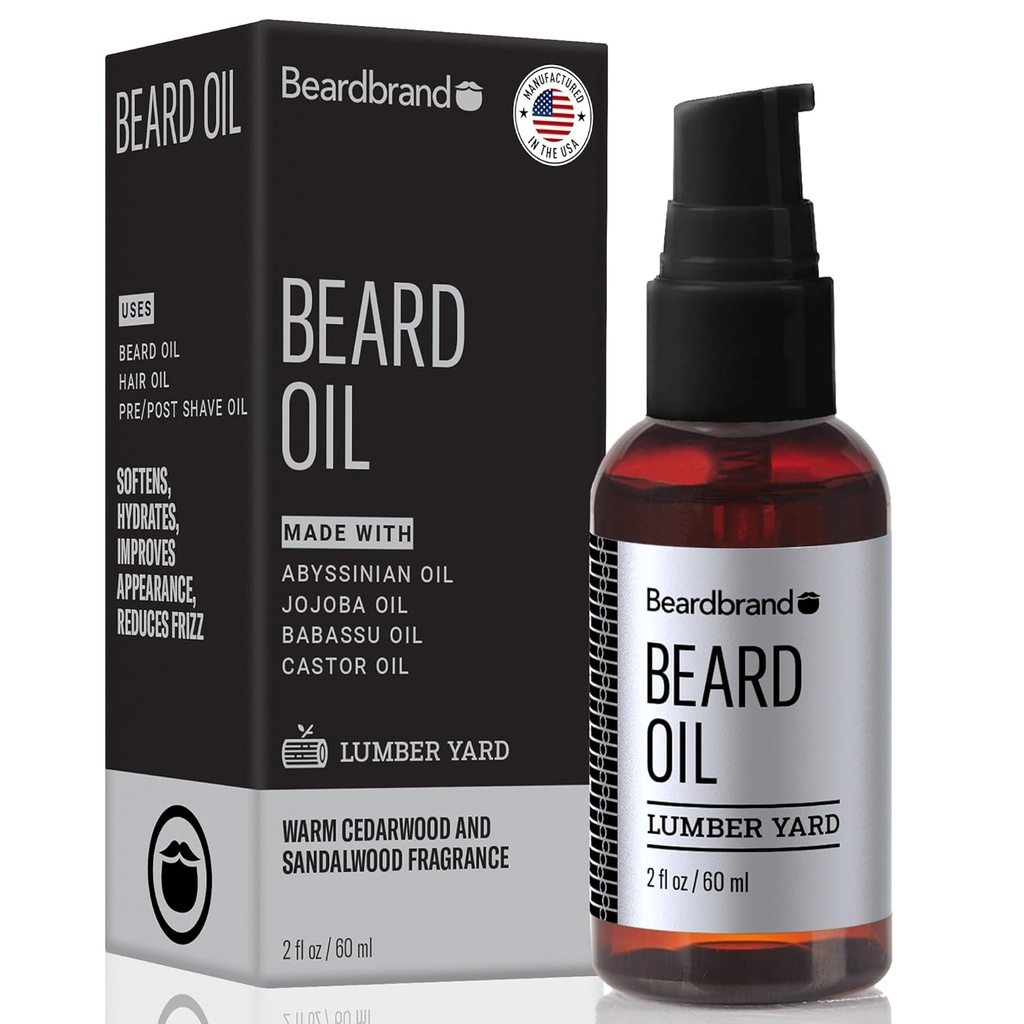 호호바와 비타민 E를 가진 남자를 위한 Beardbrand Beard 기름 – Softens Stubble의 조건 피부 & 승진 Beard 성장 | Sandalwood & Cedar Oil Scent | 2개 fl oz