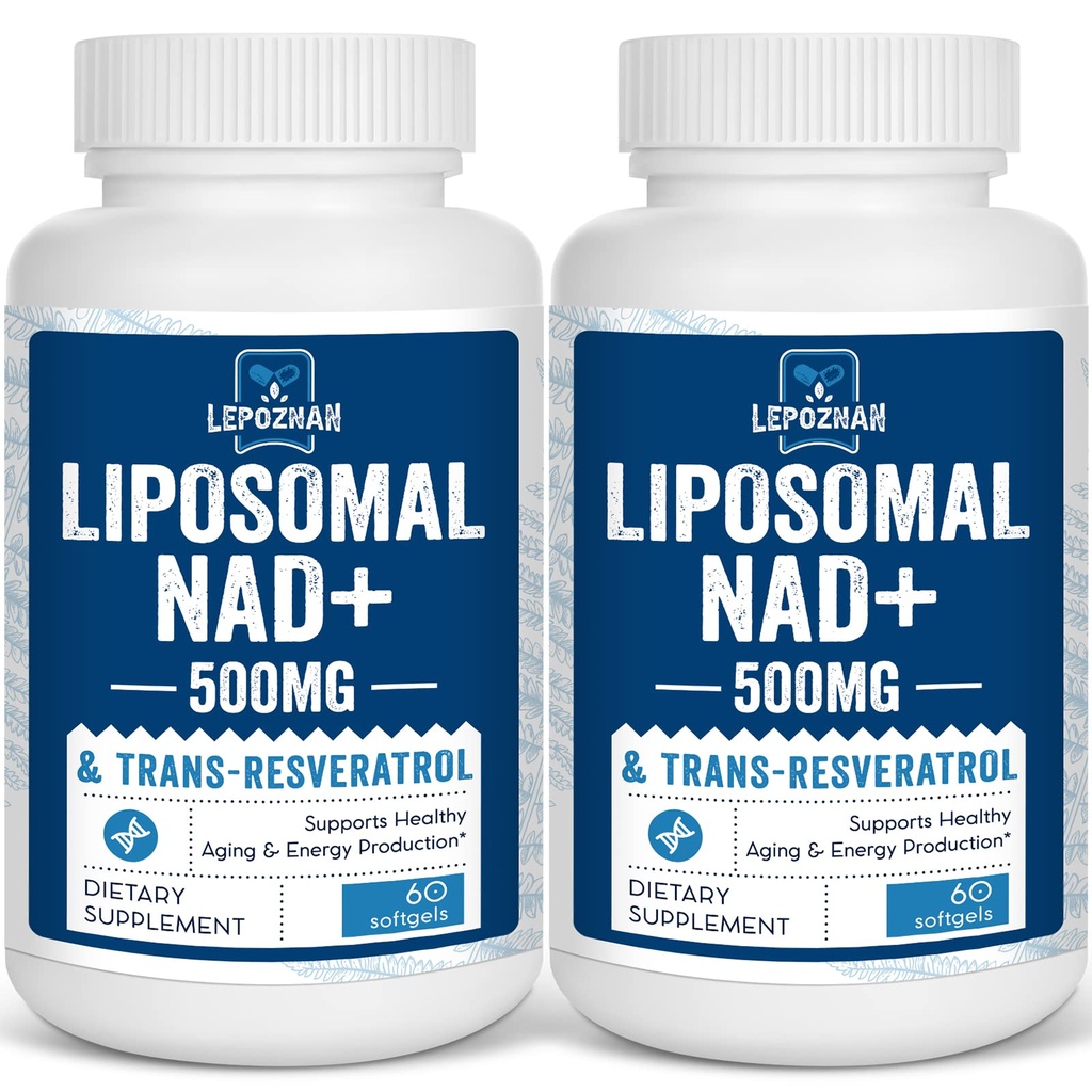 Liposomal NAD+ 500 mg + Trans-Resveratrol 300 mg의 superior 흡수, NMN, 세포 에너지 대사 & DNA 수선, 건강 시효, 120 Softgels를 위한 Nicotinamide Riboside 보다는 NAD 보충교재 능률적