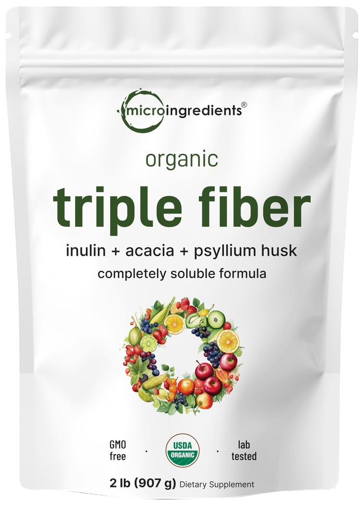 마이크로 성분 유기 세겹 섬유 분말, 2lb | 자연적인 Prebiotic to Support Digestive & Gut Health | 가용성, 쉽게 소화 가능 | 난염증, 채식