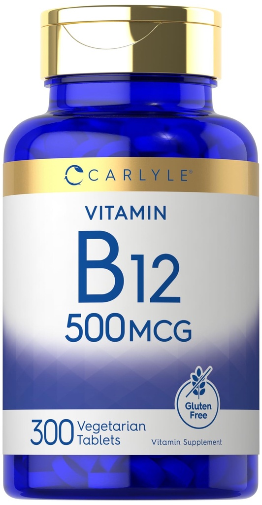 Carlyle Vitamin B-12 500mcg | 300 정제 | 채식주의, 비 GMO, 글루텐 무료 보충