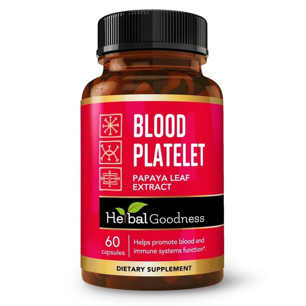 초본 Goodness Papaya 잎 혈액 플래튼 캡슐 - 60/600mg 20x 힘 - 혈액 플래튼, 뼈 Marrow, 면역 지원 - 혈액 Cleanse 공식 - 초본 Remedy - 미국에서 만드는