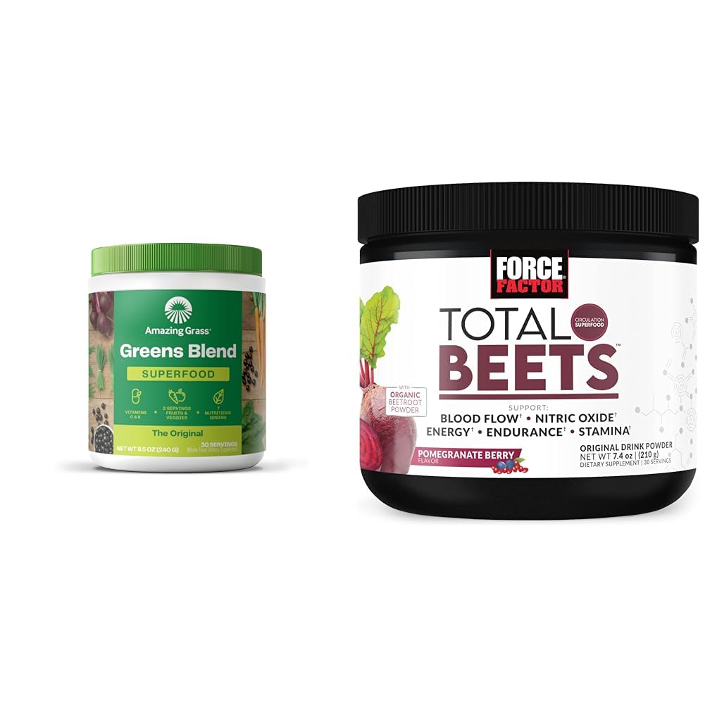 놀라운 잔디 그린 혼합 슈퍼 푸드 : 슈퍼 그린 파우더 스무디 믹스 Boost Energy & Force Factor Total Beets Drink Mix Superfood Powder with Nitrates to Support Circulation,Blood Flow