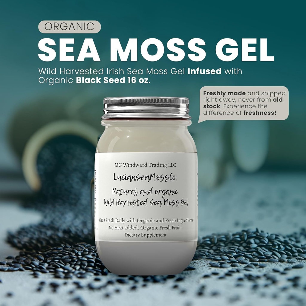 Ashwagandha Mango Sea Moss Gel Organic Fresh Fruit Infusion Wild Harvested Irish Sea Mos Gel | 면역 및 소화 지원 | 비타민 미네랄 산화 방지제 | (16 oz. Ashwagandha Mango)