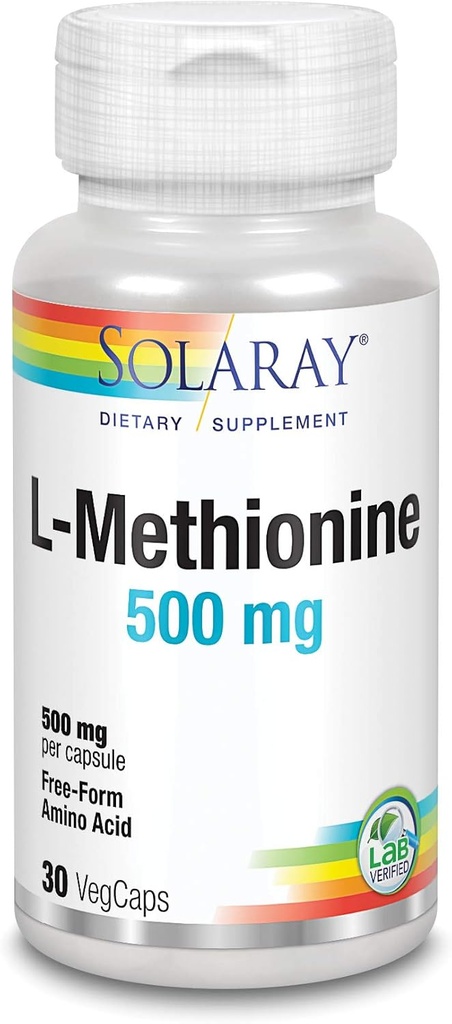 SOLARAY L-Methionine - 무료 양식 아미노산 - 500 MG (30 캡슐)