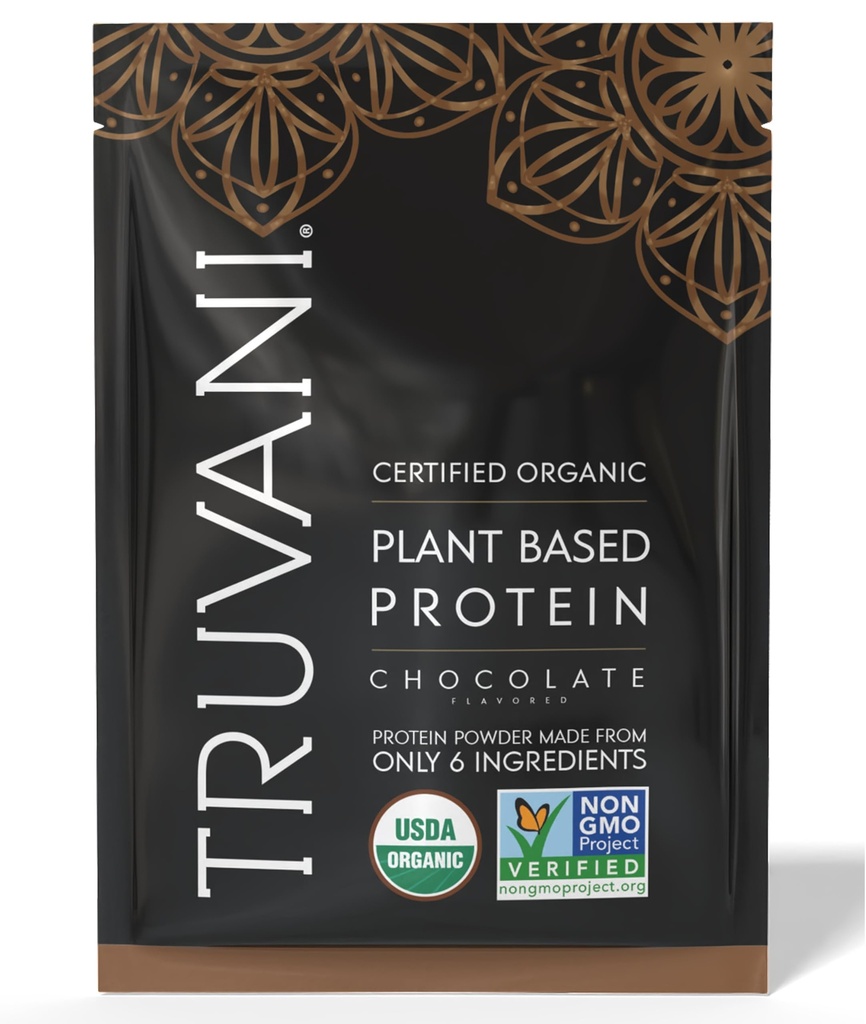 Truvani Vegan Pea Protein Powder | 초콜렛 | 20g 유기농 플랜트 단백질 | 1 인분 | Keto | Gluten & Dairy Free | Low Carb | No 추가 설탕