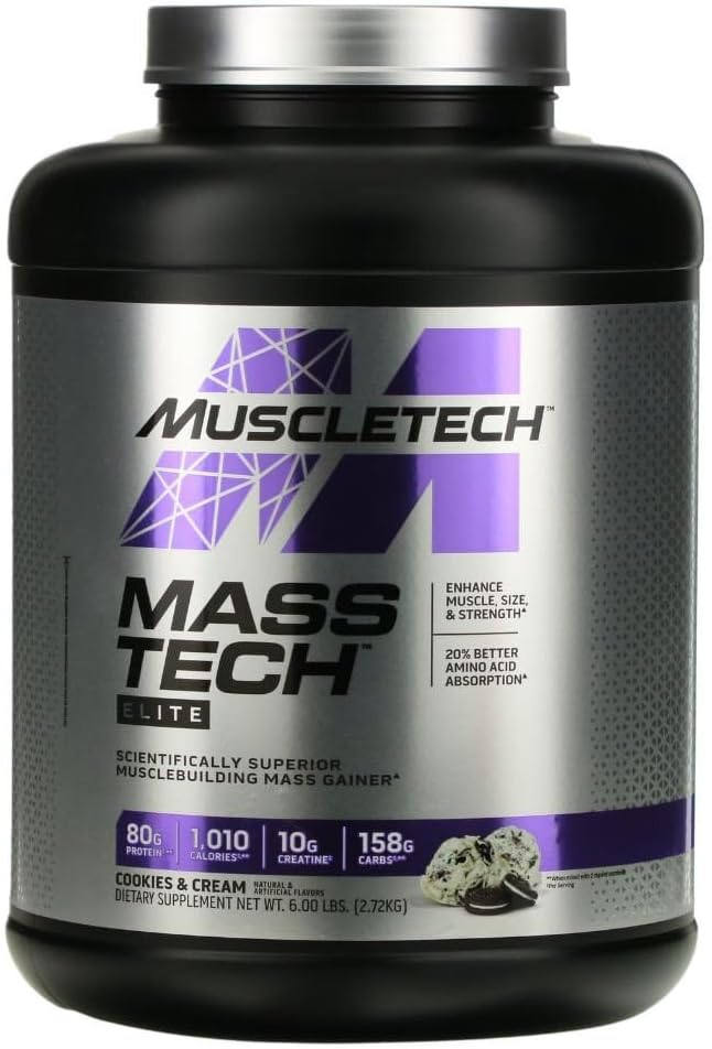 MuscleTech Mass-TechTM Elite, 쿠키 및 크림, 6 파운드 (2.72 kg)