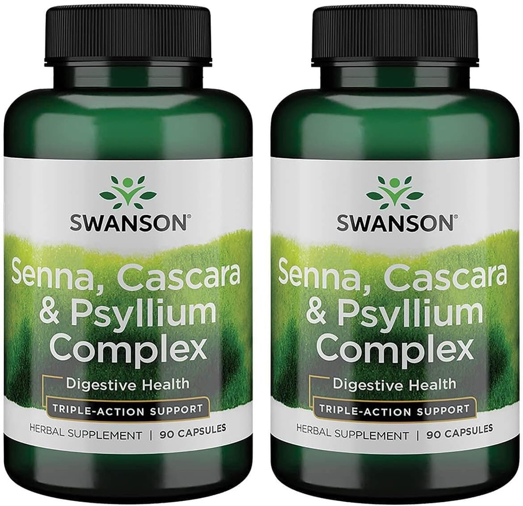 Swanson Senna Psyllium Cascara Complex GI Tract 일반 지원 90 캡슐 (2 팩)