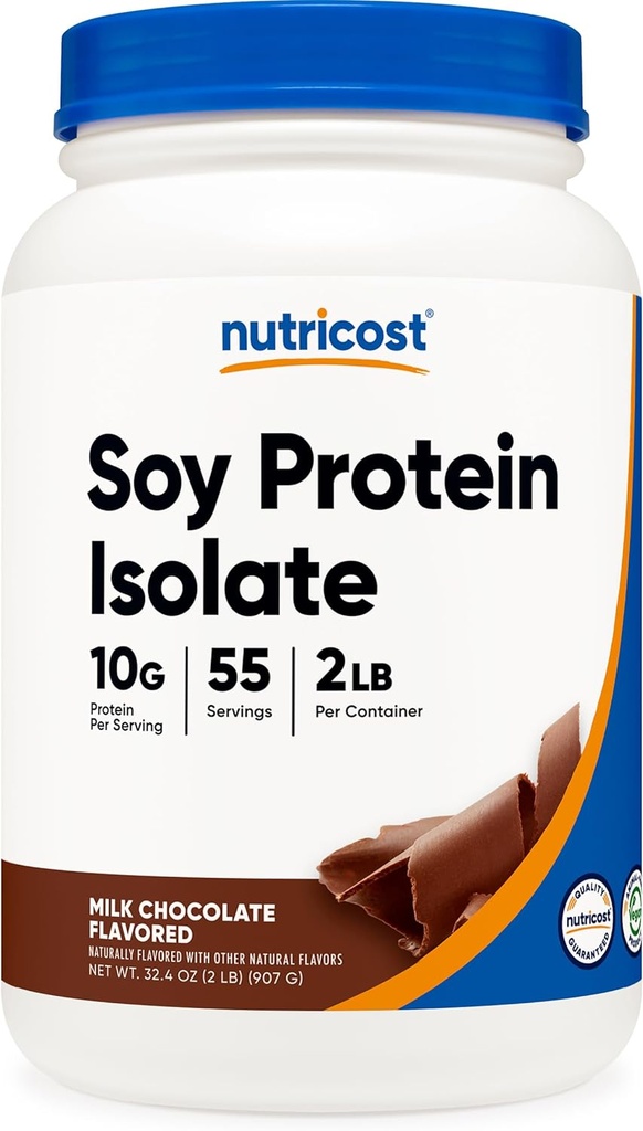 Nutricost Soy Protein Isolate Powder, 2 LB 밀크 초콜릿 - 10 그램의 단백질 서빙 당, Vegan, GMO-Free & 글루텐 무료