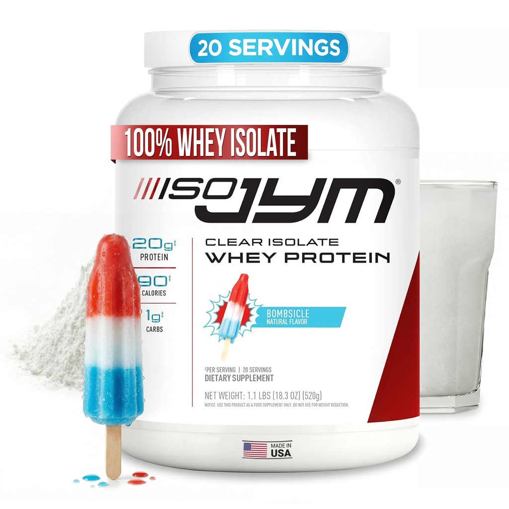 JYM 보충 과학 Iso JYM 폭탄, 90 칼로리, 100 % Whey Protein Isolate, Zero Fat, Zero Sugar, Mixes Clear, 여성 및 남성, 20 서빙