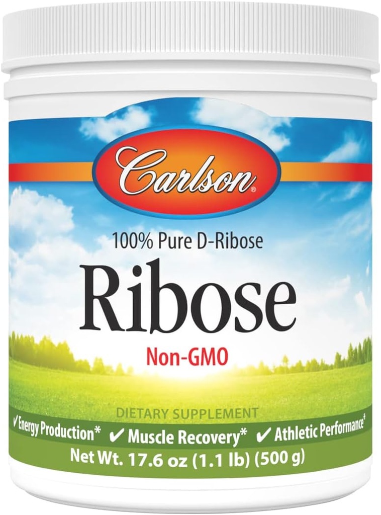 Carlson - 늑골, 100 % 순수 D-Ribose, Non-GMO, 에너지 생산, 근육 회복 및 운동 성능, 17.6 oz (500g)
