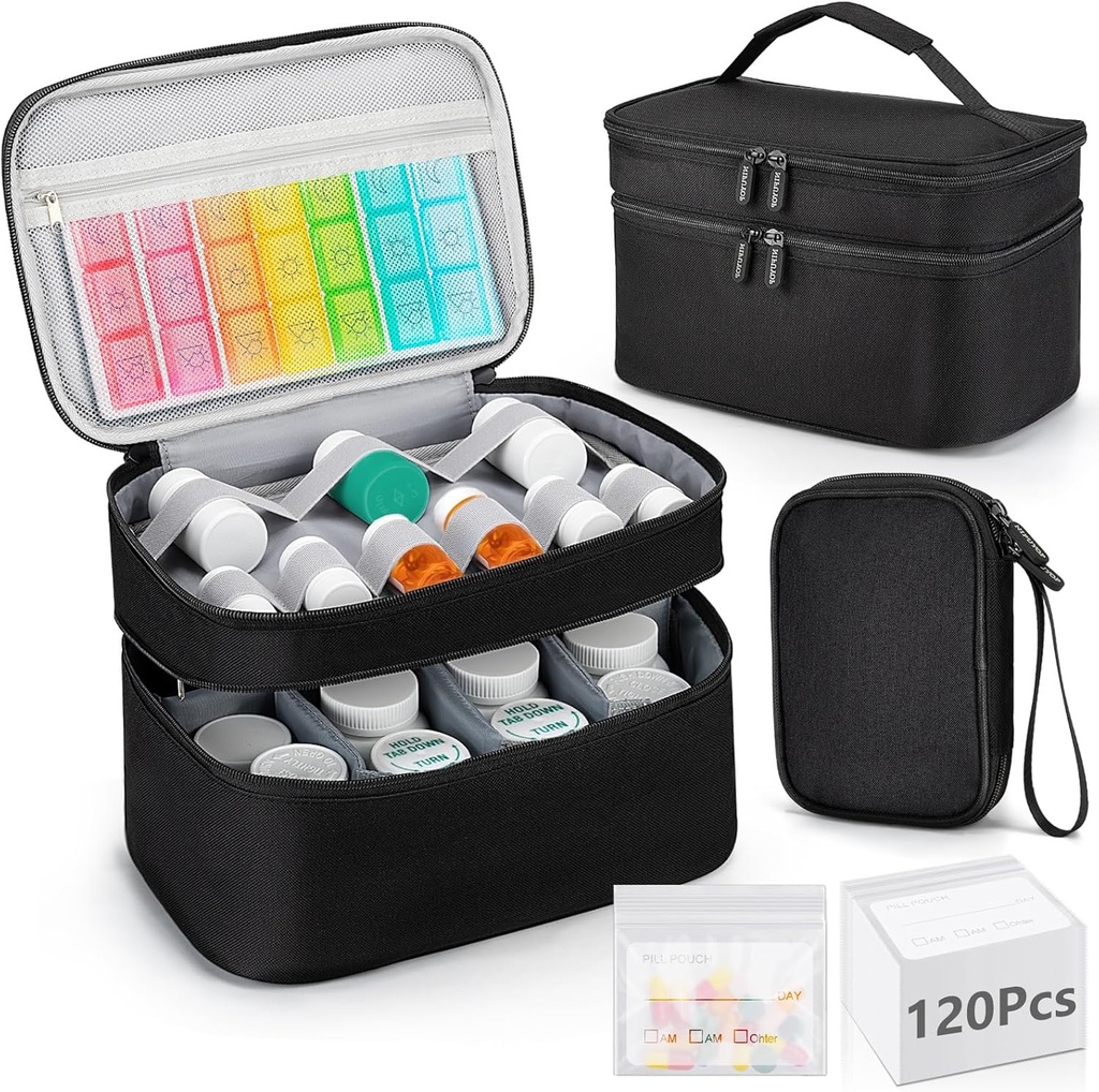 약 조직 부대, 120의 알약 주머니 여행 Baggies, 알약을 위한 휴대용 약 저장 부대, 비타민, 가정 저장을 위한 의학 공급, 응급조치, 응급조치, 응급조치