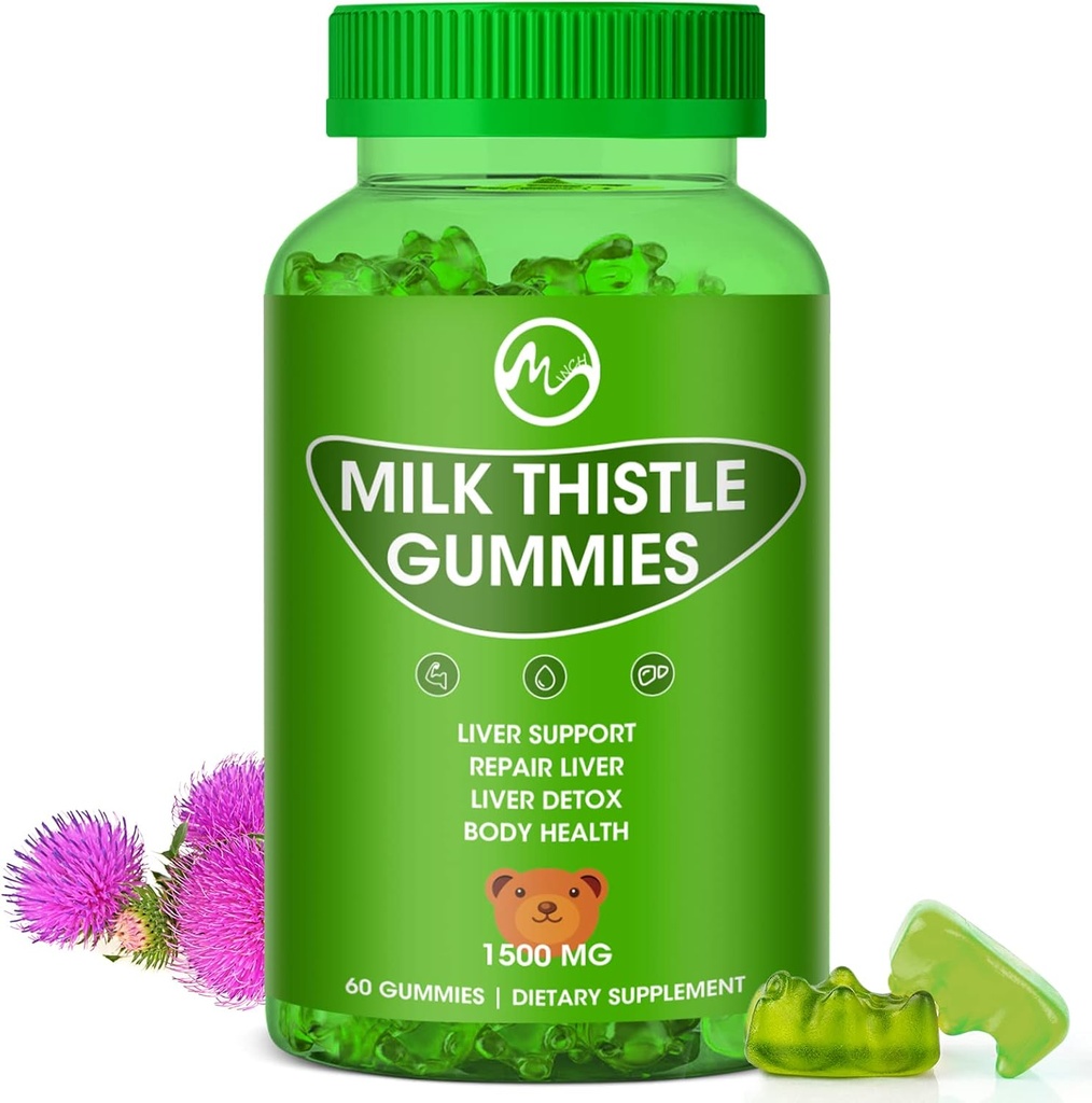 밀크 이틀 Gummies, Liver Cleanse Gummy, 유기농 Liver Detox 보충제 남성 및 여성 - 60 Gummies (60 개)