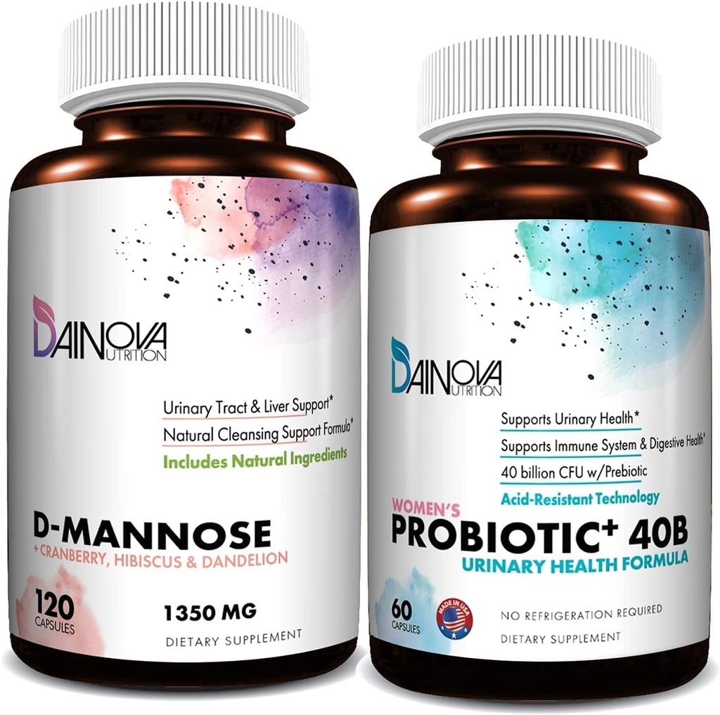 여성 뭉치 I Urinary Tract + 질 건강 지원 I UTI 및 Yeast Infection Control I Vegan, Gluten Free I Made in USA의 D Mannose 캡슐 및 Probiotics
