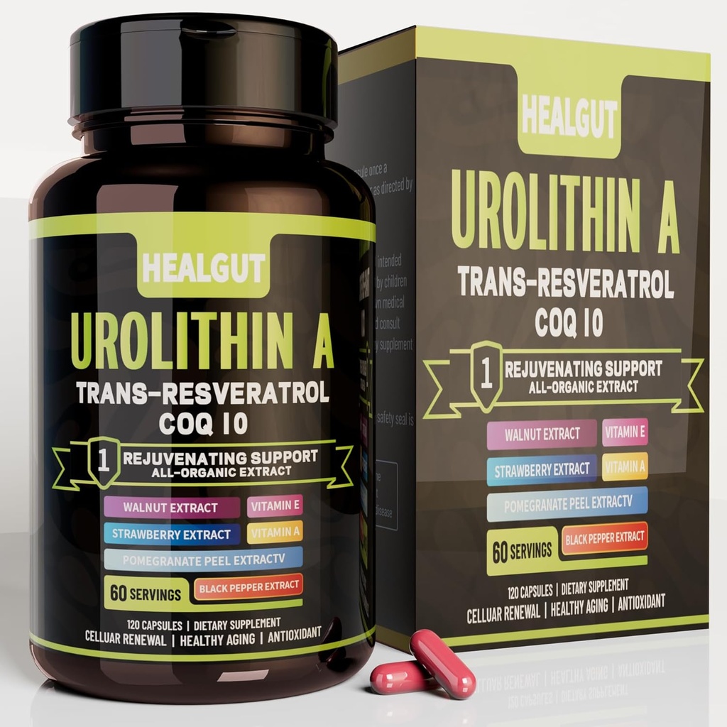 Urban Working Women을위한 Urolithin 보충 : Trans-Resveratrol 및 CoQ10과 노화 방지 캡슐 - 미국 실험실 검증 지원 건강한 노화 및 세포 재생 (9in1)