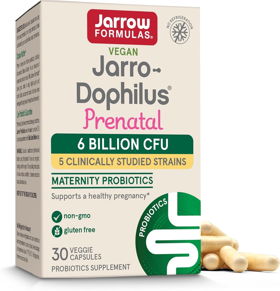 Jarrow Formulas® Jarro-Dophilus® Prenatal Probiotics for Women, 6 억 CFU, 건강한 임신 지원, 30 Veggie 캡슐, 30 일 공급