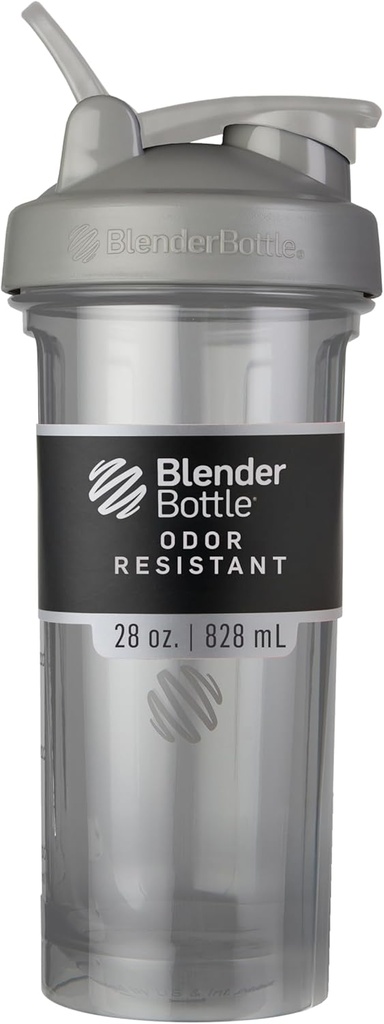 BlenderBottle Shaker Bottle Pro 시리즈 단백질 쉐이크 및 Pre 운동, 28-Ounce, Smoke Grey에 적합합니다.