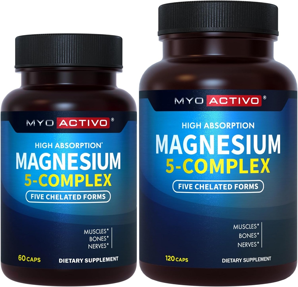 60ct + 120ct - MyoActivo 5-in-1 마그네슘 복합 단지 - 높은 흡수 - 킬레이트 마그네슘