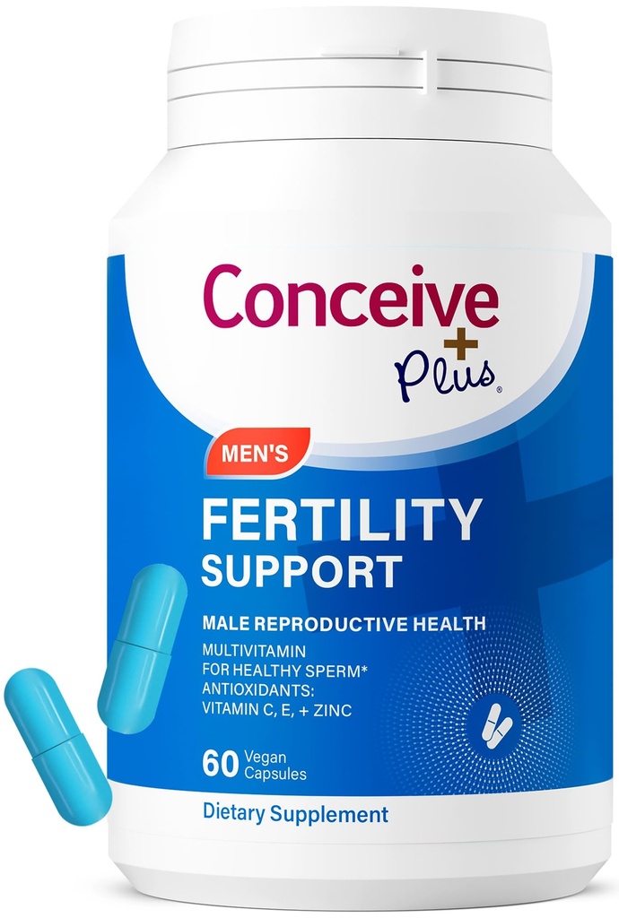 남성용 CONCEIVE PLUS 비료 지원 | 아연, 비타민 C, E, 셀렌 남성용 불임성 보조제 | 정자 건강 및 개념용 무성 활성제 멀티비타민 | 30일간 60대