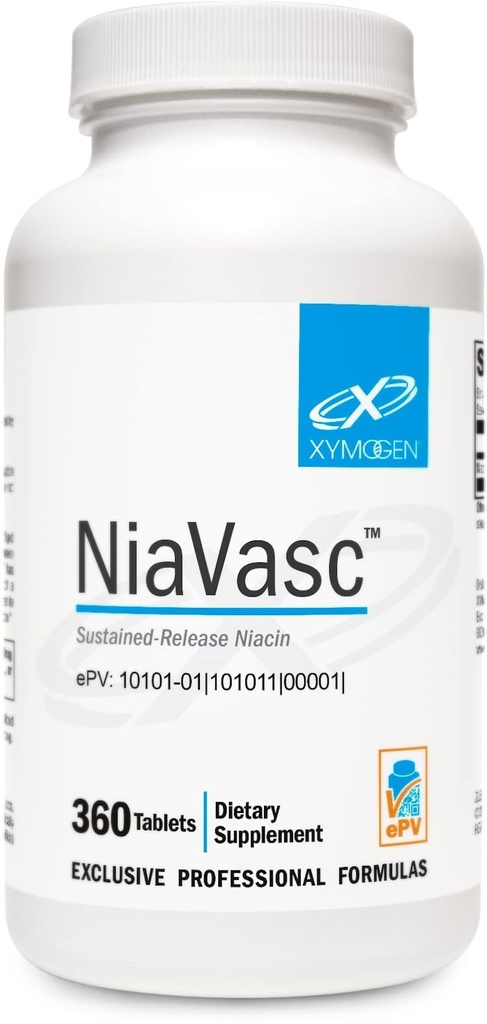 XYMOGEN NiaVasc Niacin 500mg - 더 적은 플러싱 효과를위한 지속 가능한 Niacin - 건강한 혈액 립 (360 시간 방출 정제)의 유지 보수 지원