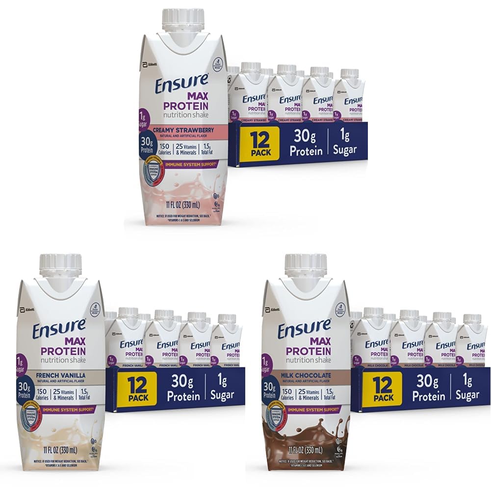 Max Protein Nutrition Shake, 11 fl oz, 12 Count & Max Protein Nutrition Shake, 11 fl oz (12 포장) 및 단백질 30g, 설탕 1g, 11 Fl Oz (12 포장)이있는 최대 단백질 영양 셰이크를 보장합니다.