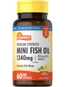 Sundance Mini Fish Oil Softgels 1340mg | 60 개 | Controls Fish Burps | 오메가-3의 프리미엄 강도 공식 | 천연 레몬 맛 | Non-GMO 및 글루텐 무료 보충