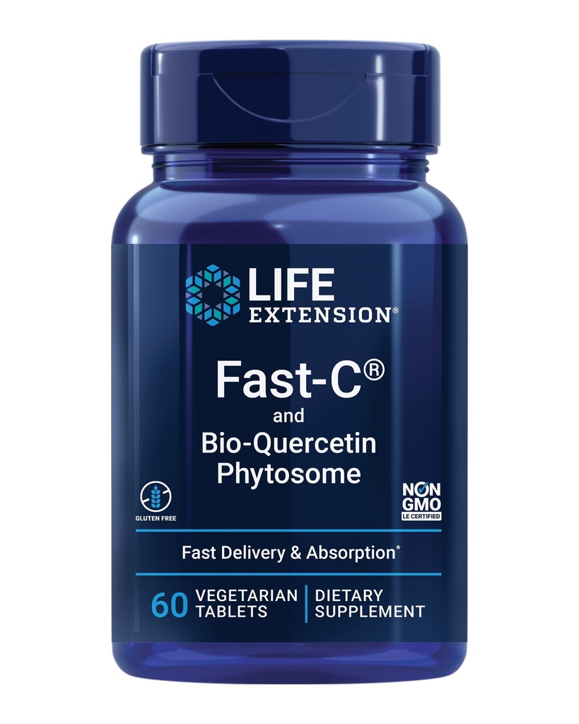 Life Extension Fast-C® 및 Bio-Quercetin®, 빠른 배송 및 흡수, 비타민 C, Fenugreek, 면역 지원, 마그네슘, 글루텐 프리, 비 GMO, 채식, 60 정제