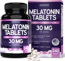 Melatonin 30mg 정제 성인 (240 정제) - 정제 당 Melatonin의 30mg를 가진 빠른 용해 정제 - 글루텐 자유로운, 비 GMO, 100% 채식주의자, & 중대한 맛 - 혼합 베리 풍미 - 미국에서 만드는