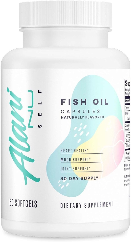 Alani Nu Omega 3 물고기 기름, 1500MG, 800mg EPA, 600mg DHA, 글루텐 자유로운, (60 Softgels) 30 서빙