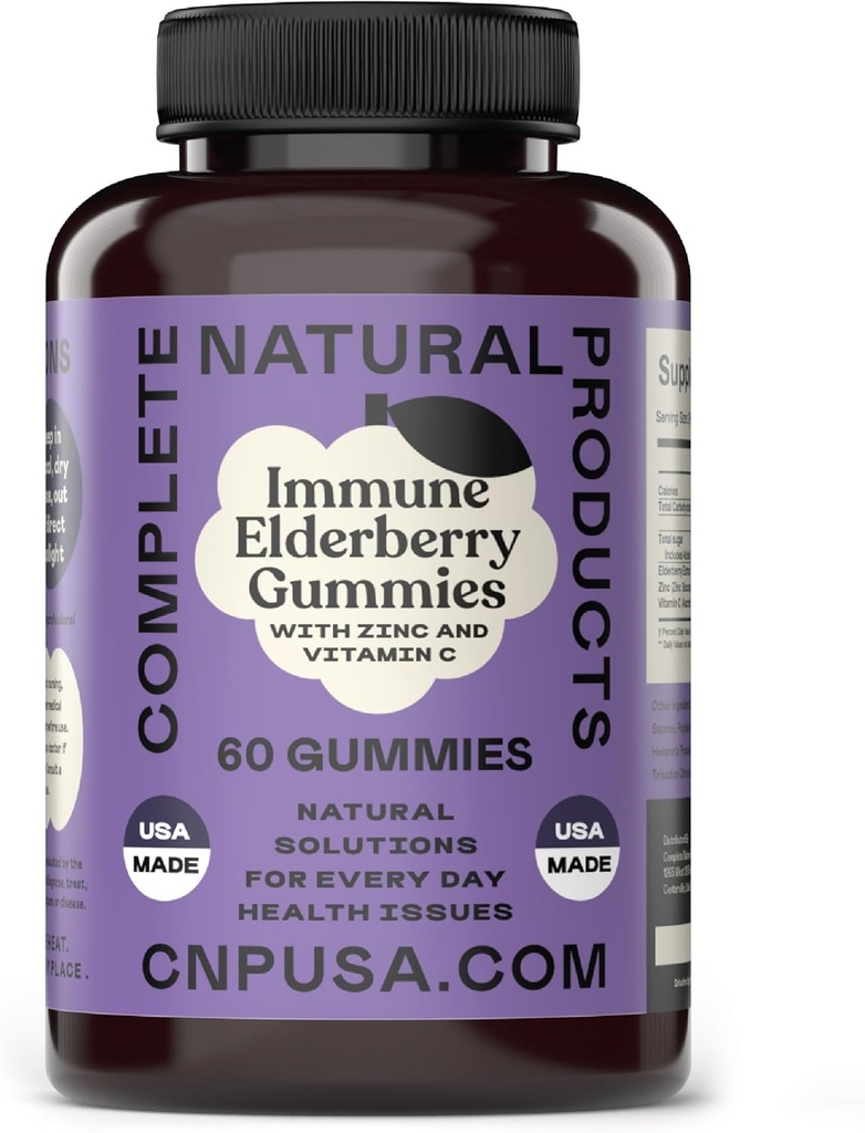 Elderberry Gummies - 아연, 비타민 C 및 Elderberry (Sambucas)와 자연 60 개