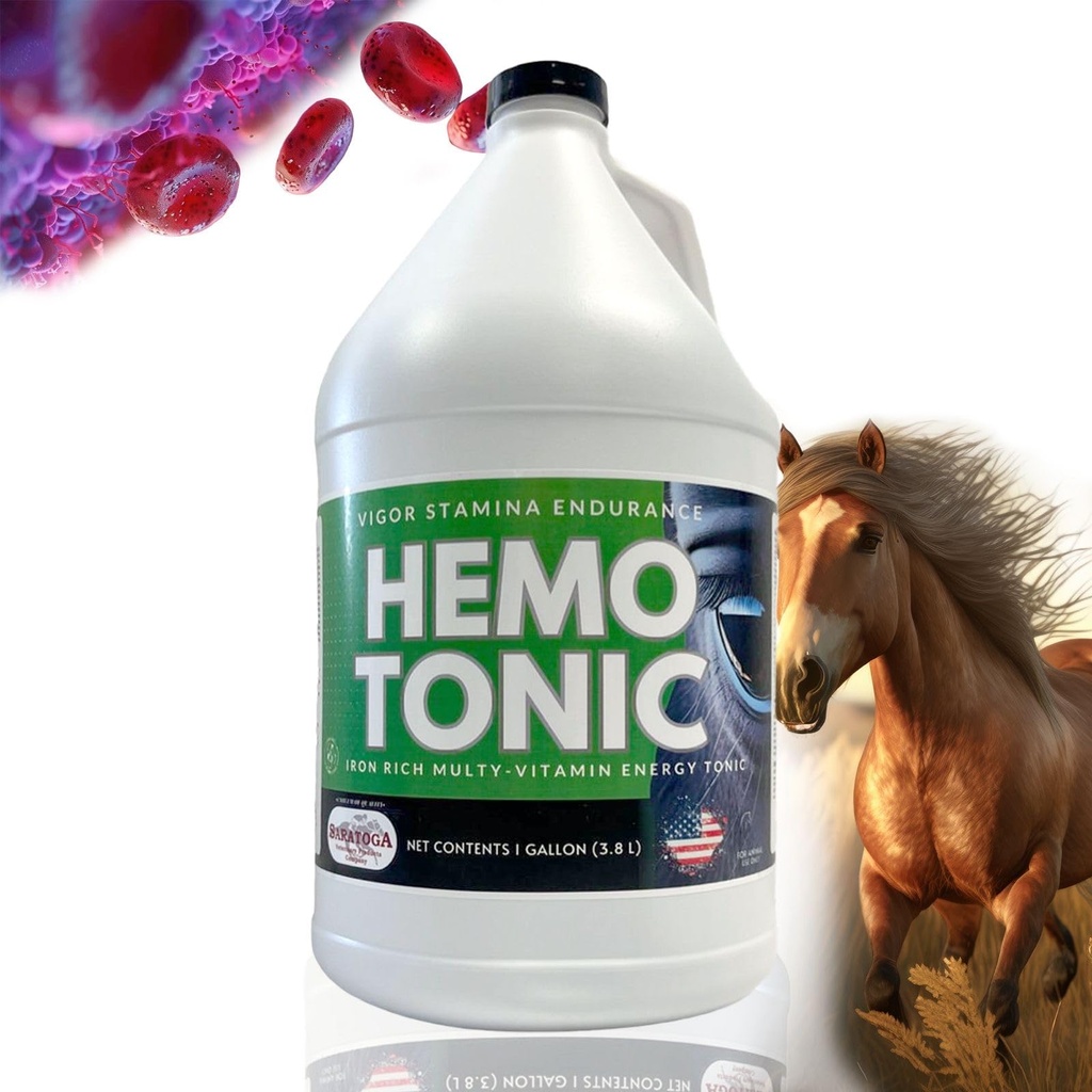 Hemotonic - Iron Rich Multi-Vitamin Energy Tonic Power Packed Blood Builder & Saratoga Veterinary 제품으로 말을위한 에너지 재배자 (1 갤런)