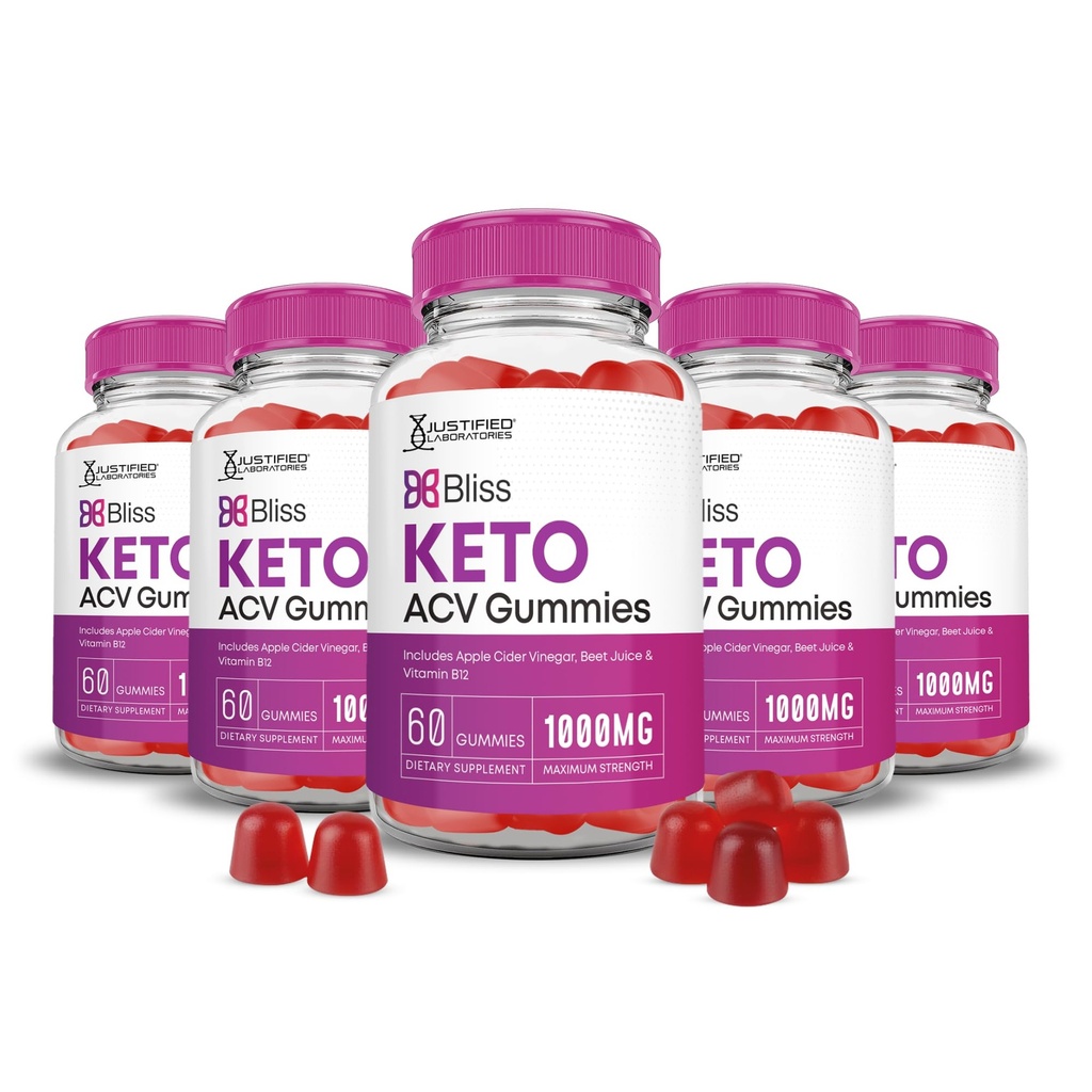 Justified Laboratories (5 팩 블리스 Keto ACV Gummies 고급 공식 1000MG X 10 블리스 부스트는 석류 베트 주스 분말 B12 Vegan 비 GMO 300 거미로 공식화