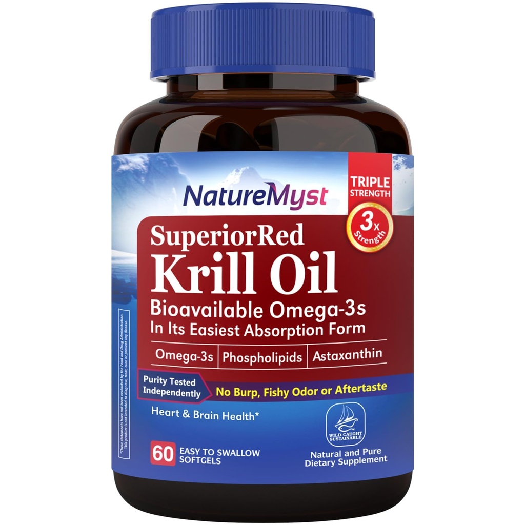 Krill 기름 1000 mg Softgels, Krill 기름 Omega-3s, EPA, DHA, Astaxanthin & Phospholipids, 60 조사 (1의 팩 1), 비 GMO, 아니 글루텐, 미국에서 만드는