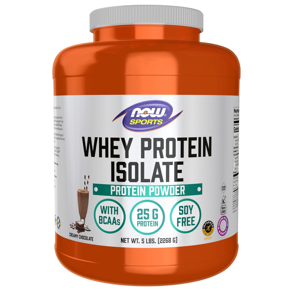 지금 음식 스포츠 영양, Whey Protein Isolate, 25 G BCAAs, 크림 초콜릿 분말, 5-Pound