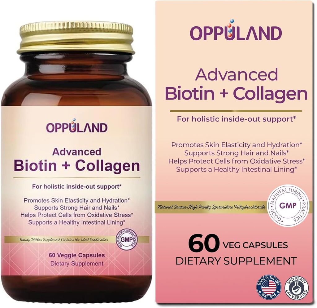 Biotin와 교원질 보충교재 비타민 5000 mcg + 여성 지원을 위한 교원질 강한 머리, 실패 & 건강한 skin-60 Veggie 캡슐