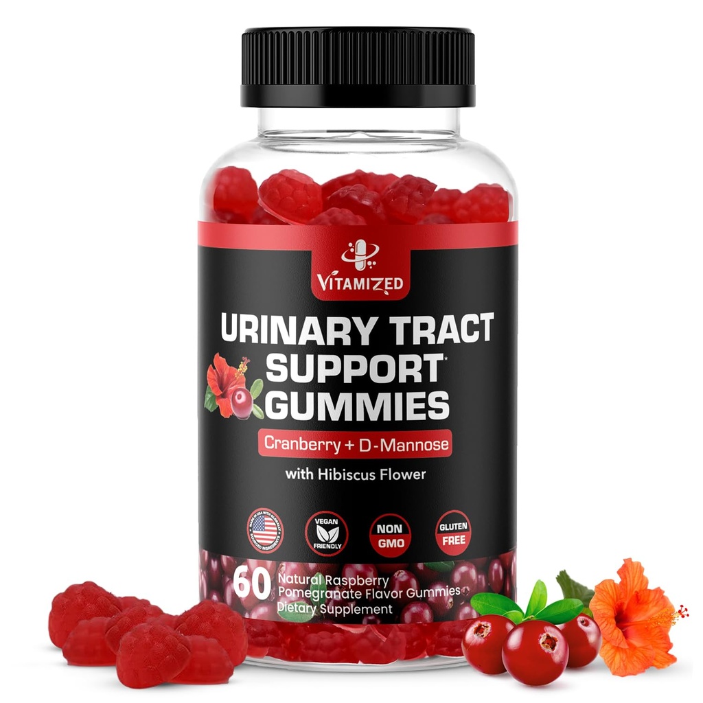 D Mannose를 가진 유력한 크랜베리 Gummies 1500mg - 여성 & 남자를 위한 Urinary Tract 건강, 유류 홍조 & Bladder Hibiscus 분말, 60 조사를 가진 빠른 행동 지원 보충교재