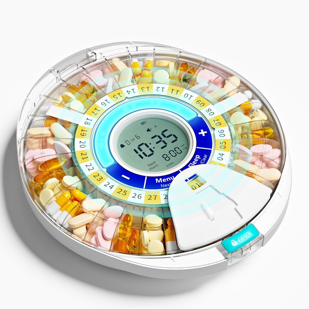 경보를 가진 Elderly를 위한 격상된 자동적인 알약 분배기: 28 구멍, 혼합 증거 기술 & XL LCD를 가진 똑똑한 알약 분배기 기계, 매일 약 관리를 위한 강화된 내구성