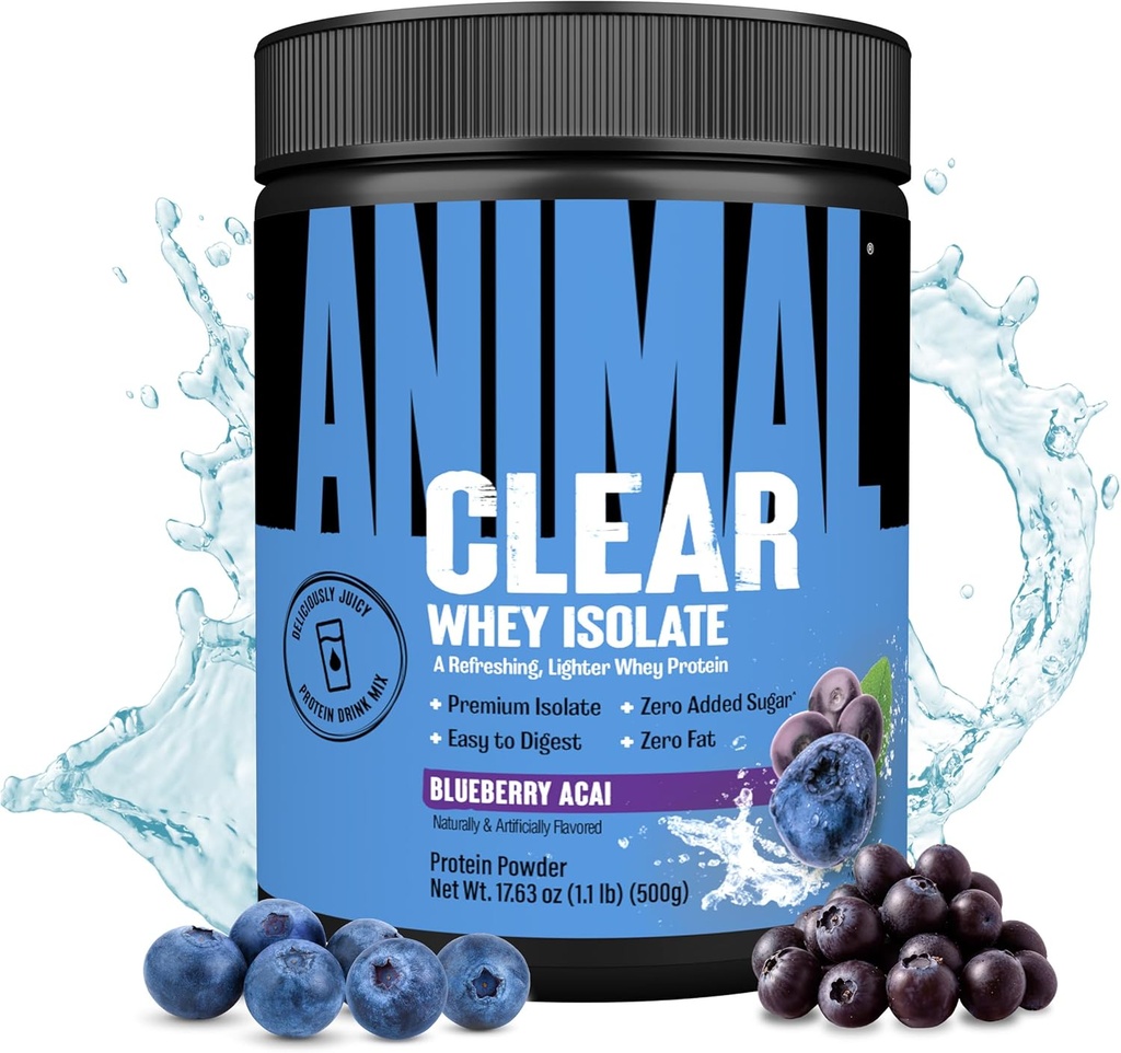 Clear Whey Isolate Protein Powder - Digest 및 Mix, 5g BCAA, Deliciously Juicy, 남성과 여성을위한 언제든지 음료를 새로 고침, Blueberry Acai 125g (5 인분)