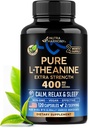 L Theanine 400 mg | L-Theanine Stress Relief | Extra Strength Supplement | Made in USA | Relaxation, Sleep & Calm Support | 남성 및 여성용| 플랜트 기반, 비 GMO 및 글루텐 프리 | 120 Vegan 캡슐