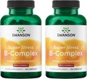 Swanson Vitamin B-Complex w/Vitamin C - 스트레스 완화, 에너지 지원 및 Aiding 면역력을 촉진하는 천연 보충 - 5 월 지원 Metabolism & Nervous 건강 - (100 캡슐) (2 팩)