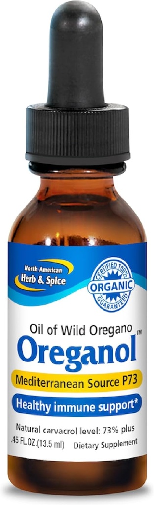 NORTH AMERICAN HERB & SPICE Oreganol - 0.45 fl. oz. - 처리되지 않은, 야생, 유기 Oregano 오일 - 지중해 소스 P73 - Non-GMO - 194 서빙