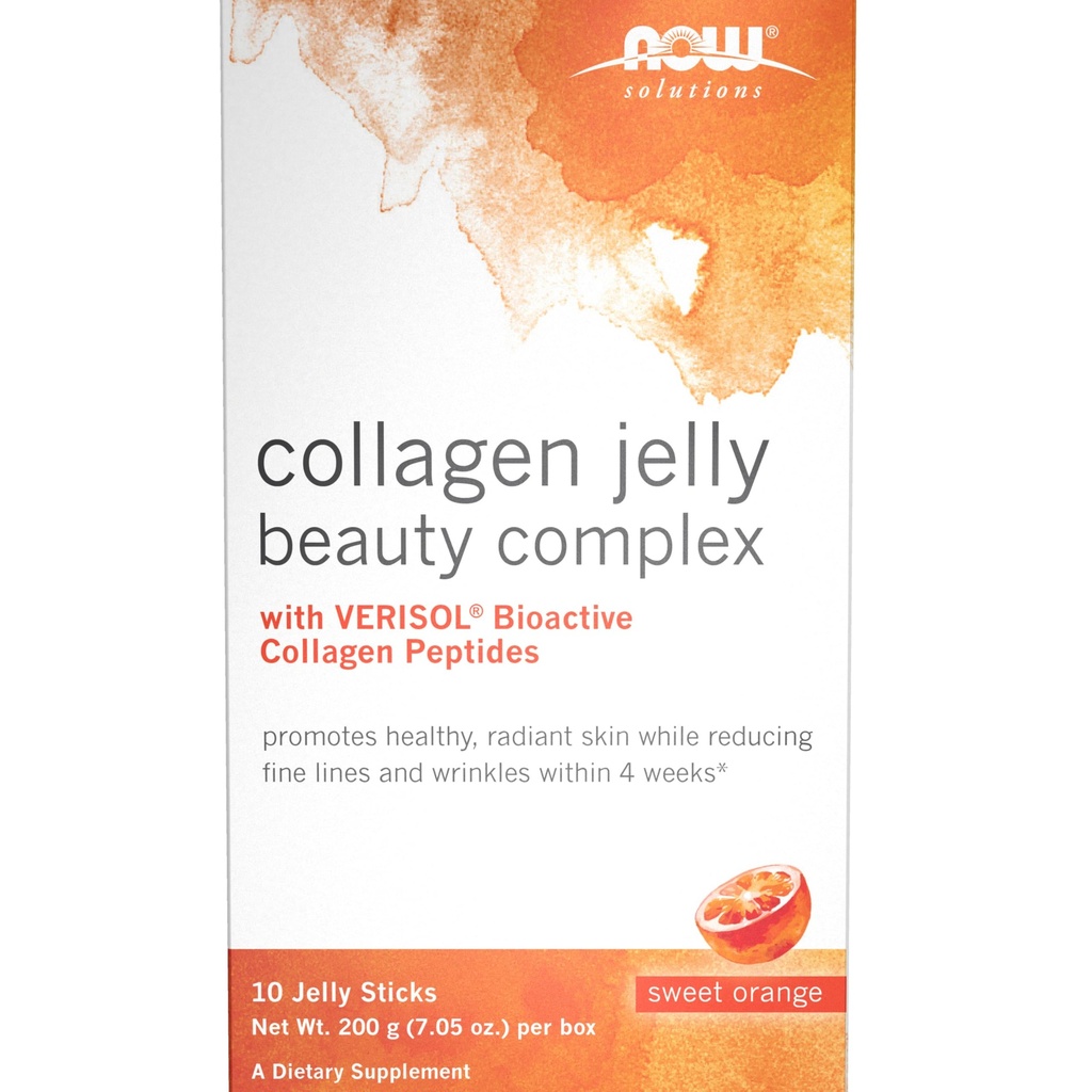 지금 식품 솔루션, Collagen Jelly Beauty Complex, 달콤한 오렌지 맛, 10 젤리 스틱
