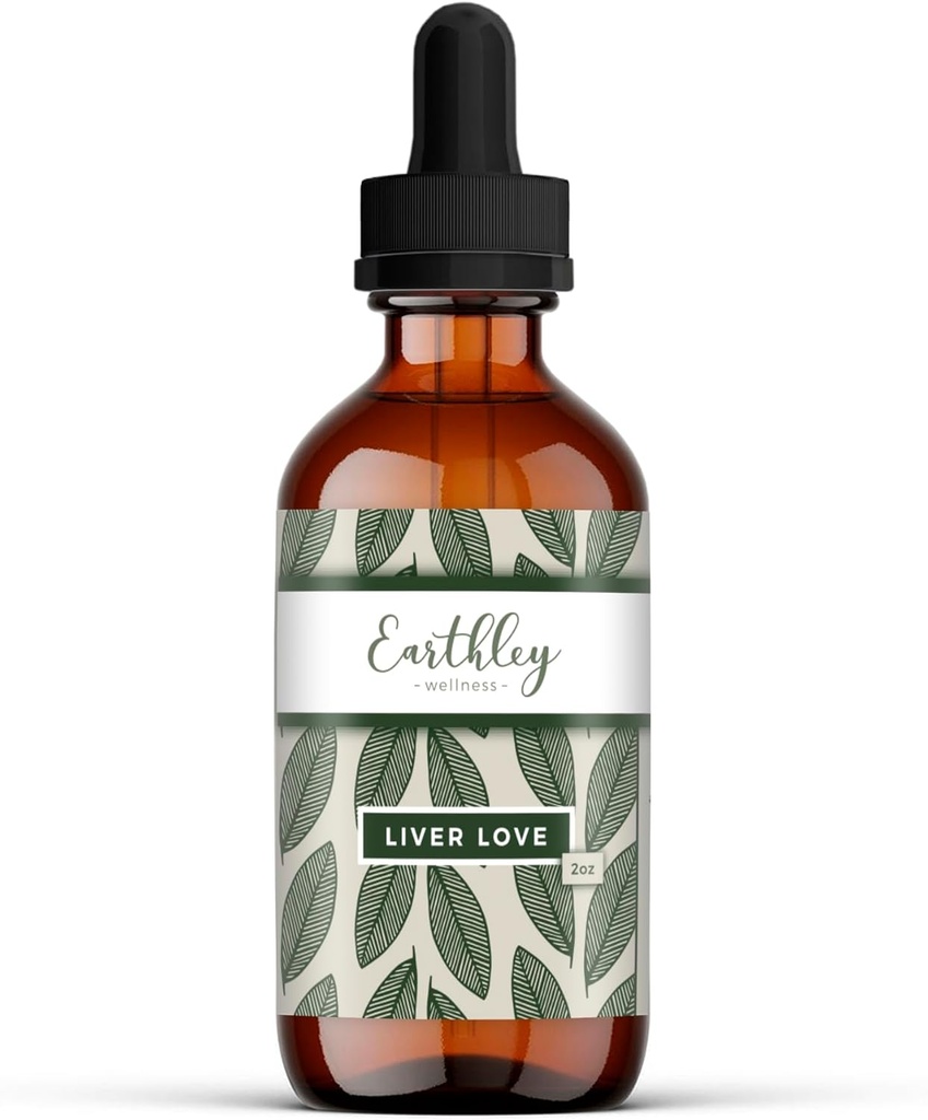 Earthley Wellness Liver Love, Liver Support Milk Thistle Seed, Dandelion Root, Peppermint Leaf 및 Turmeric Root의 초본 혼합은 소화 및 웰빙, 자연, 2oz (Regular)를 지원합니다.
