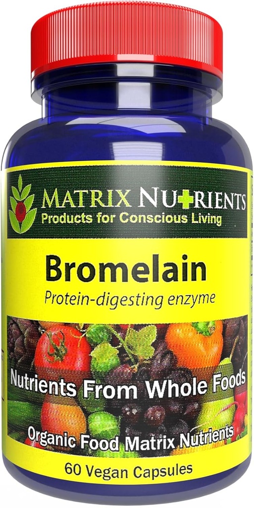 BROMELAIN - 높게 유력한, 100% 유기, 단백질 소화 효소! 개량 소화 - Vegan 캡슐 (60ct)