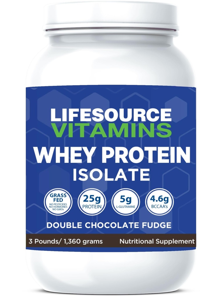 LifeSource 비타민 3 lb - 미국 낙농장 잔디 볶은 건장한 단백질 격리 - 두 배 초콜렛 판 단화된 w/Stevia - 3개 lb 분말