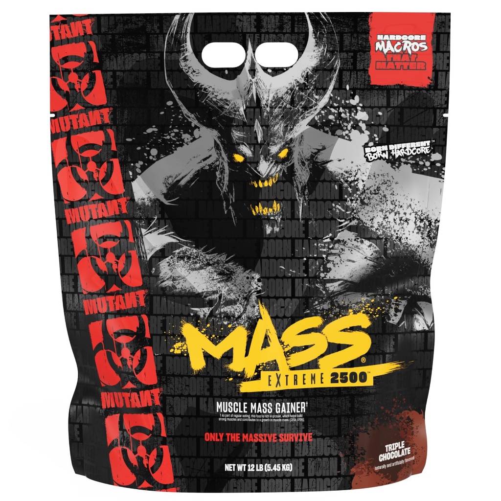Mutant Mass Extreme Gainer – Whey Protein Powder – 근육 크기와 강도 구축 – 고밀도 클린 칼로리 (Triple Chocolate, 12 파운드)